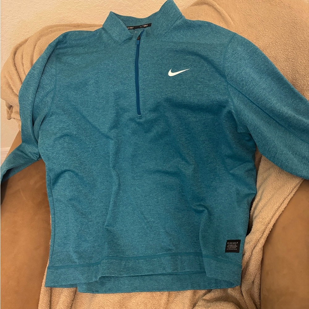 Nike Men's Teal Zip-Up Sweater